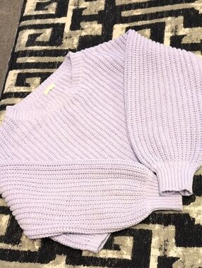 Lilac Crewneck Sweater - Relaxed Ribbed Knit